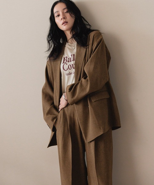 LOWRYS FARM(ローリーズファーム)の「ホップサックダブルジャケット 243336(テーラードジャケット・レディース・グリーン系その他/グリーン/ブラウン/チャコールグレー/アイボリー/ブラウン系その他・FREE)」の9枚目の写真