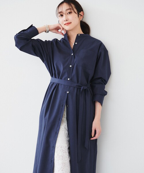 UNTITLED（アンタイトル）の「バンドカラーシャツワンピース（ワンピース・レディース・オリーブ/サンドベージュ/ブルー系その他/ベージュ系その他2・00/01/02/03/04/44/48）」の8枚目の写真