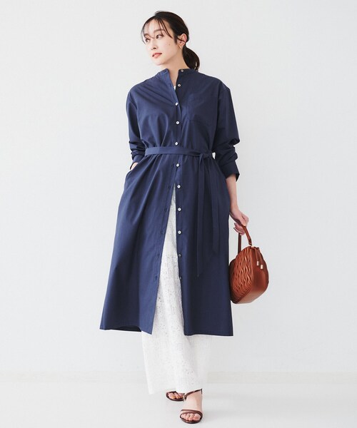 UNTITLED（アンタイトル）の「バンドカラーシャツワンピース（ワンピース・レディース・オリーブ/サンドベージュ/ブルー系その他/ベージュ系その他2・00/01/02/03/04/44/48）」の9枚目の写真