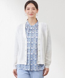AMACA アマカ 上質 シルク コットン 花柄 カーディガン