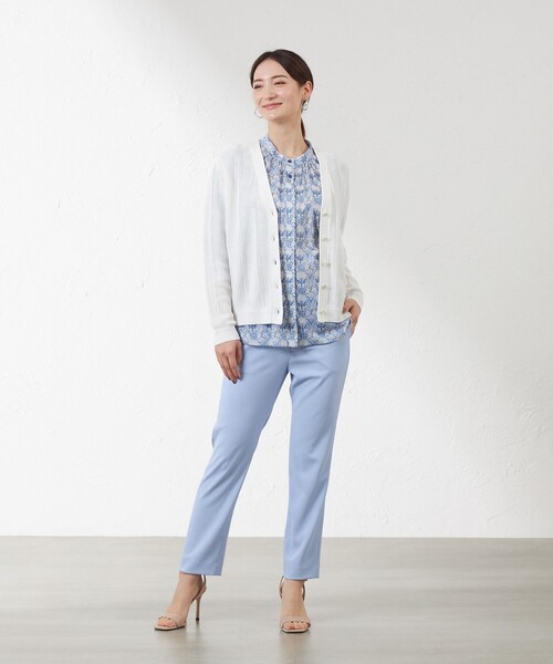 amaca(アマカ)の「ドライコットンコードVネックカーディガン(カーディガン/ボレロ・レディース・イエロー/オフホワイト・38)」の3枚目の写真