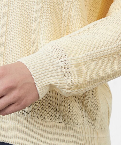 amaca(アマカ)の「ドライコットンコードVネックカーディガン(カーディガン/ボレロ・レディース・イエロー/オフホワイト・38)」の8枚目の写真