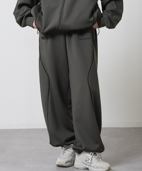 ZIP FIVE（ジップファイブ）の「【ZIP FIVE】 ドローコード内蔵 エステル ジャージ 変形 パイピング トラック スウェット パンツ（スウェットパンツ・メンズ・ブラック/ネイビー/チャコール・LARGE/X-LARGE/MEDIUM）」の3枚目の写真