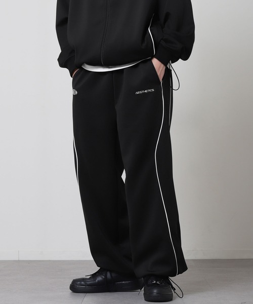 ZIP FIVE（ジップファイブ）の「【ZIP FIVE】 ドローコード内蔵 エステル ジャージ 変形 パイピング トラック スウェット パンツ（スウェットパンツ・メンズ・ブラック/ネイビー/チャコール・LARGE/X-LARGE/MEDIUM）」の4枚目の写真