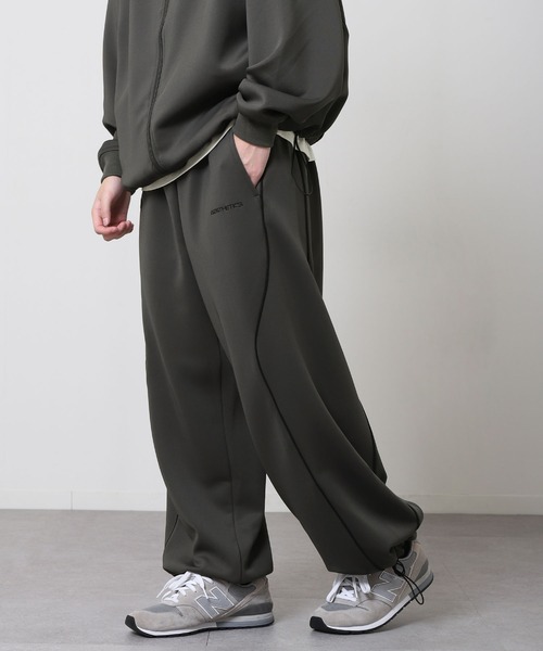 ZIP FIVE（ジップファイブ）の「【ZIP FIVE】 ドローコード内蔵 エステル ジャージ 変形 パイピング トラック スウェット パンツ（スウェットパンツ・メンズ・ブラック/ネイビー/チャコール・LARGE/X-LARGE/MEDIUM）」の5枚目の写真