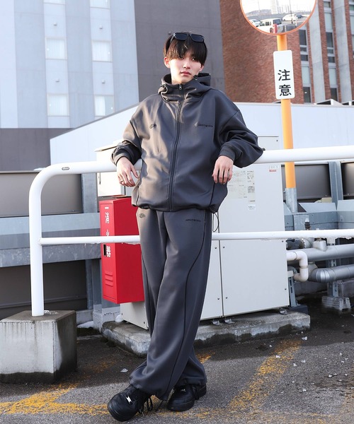 ZIP FIVE（ジップファイブ）の「【ZIP FIVE】 ドローコード内蔵 エステル ジャージ 変形 パイピング トラック スウェット パンツ（スウェットパンツ・メンズ・ブラック/ネイビー/チャコール・LARGE/X-LARGE/MEDIUM）」の7枚目の写真