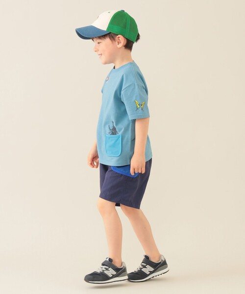 BEAMS mini（ビームスミニ）の「メッシュ ポケット 昆虫 Tシャツ 2025SS（90～130cm）（Tシャツ/カットソー・キッズ・オリーブ/ブルー系その他2/オフホワイト・100/110/120/130/90）」の6枚目の写真