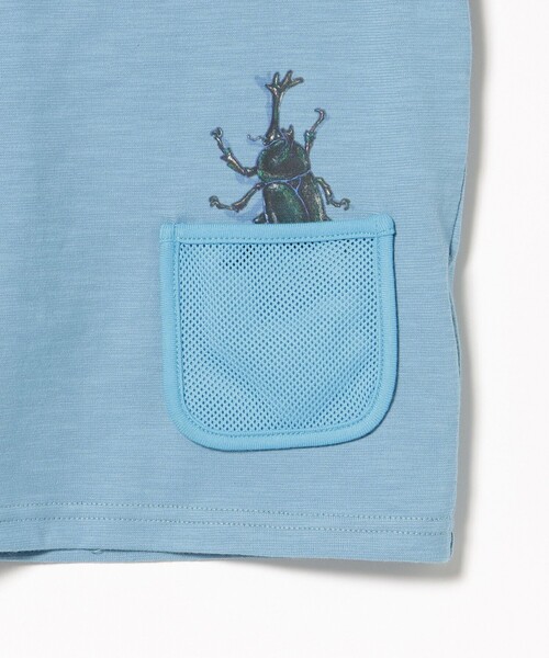 BEAMS mini（ビームスミニ）の「メッシュ ポケット 昆虫 Tシャツ 2025SS（90～130cm）（Tシャツ/カットソー・キッズ・オリーブ/ブルー系その他2/オフホワイト・100/110/120/130/90）」の20枚目の写真