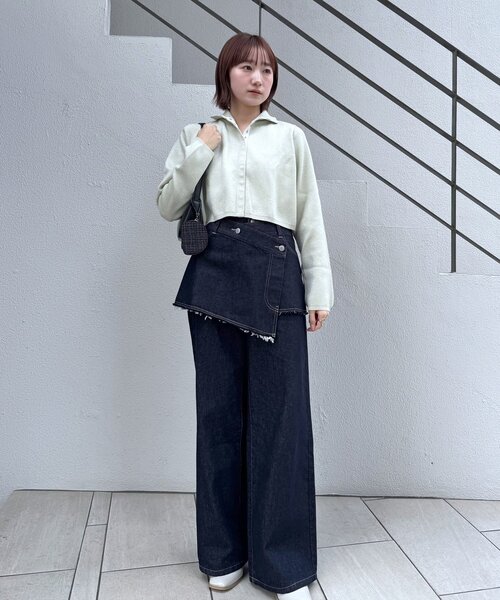 mline（エムライン）の「[mline]配色ハイネックニット（カーディガン/ボレロ・レディース・ブラック/オレンジ/グリーン/アイボリー・FREE）」の9枚目の写真