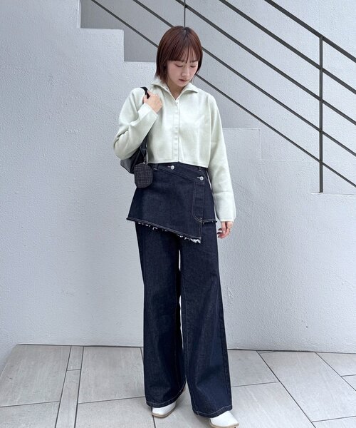 mline（エムライン）の「[mline]配色ハイネックニット（カーディガン/ボレロ・レディース・ブラック/オレンジ/グリーン/アイボリー・FREE）」の10枚目の写真