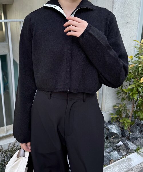 mline（エムライン）の「[mline]配色ハイネックニット（カーディガン/ボレロ・レディース・ブラック/オレンジ/グリーン/アイボリー・FREE）」の11枚目の写真