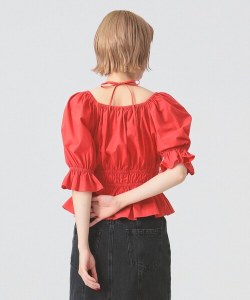 Ray BEAMS（レイビームス）の「ギャザー ホルターネック パフスリーブ ブラウス [洗える]（シャツ/ブラウス・レディース・クリーム/ブラック/レッド・ONE SIZE）」の10枚目の写真