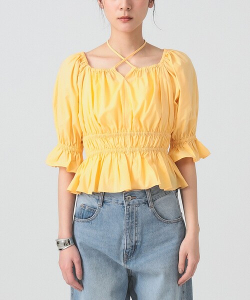 Ray BEAMS（レイビームス）の「ギャザー ホルターネック パフスリーブ ブラウス [洗える]（シャツ/ブラウス・レディース・クリーム/ブラック/レッド・ONE SIZE）」の16枚目の写真