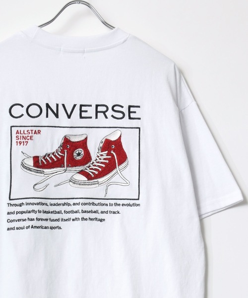 CONVERSE(コンバース)の「CONVERSE/コンバース オーバーサイズ ワンポイントロゴ刺繍 バックサガラ刺繍 半袖Tシャツ レディース メンズ(Tシャツ/カットソー・レディース・ブラック/ホワイト/ホワイト系その他/オートミール/ピンク/スミクロ・LL/L/M)」の2枚目の写真