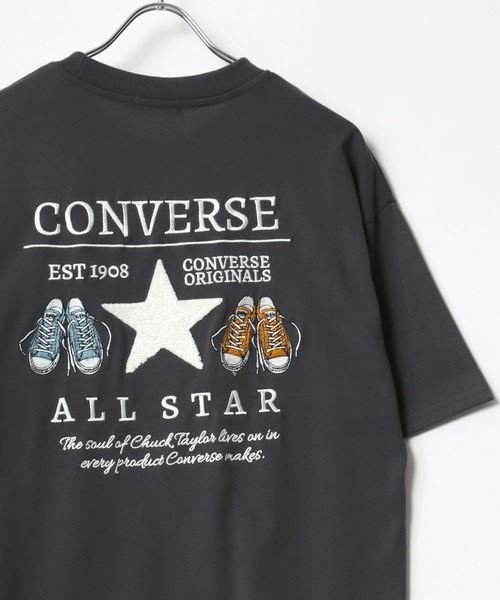 CONVERSE(コンバース)の「CONVERSE/コンバース オーバーサイズ ワンポイントロゴ刺繍 バックサガラ刺繍 半袖Tシャツ レディース メンズ(Tシャツ/カットソー・レディース・ブラック/ホワイト/ホワイト系その他/オートミール/ピンク/スミクロ・LL/L/M)」の4枚目の写真