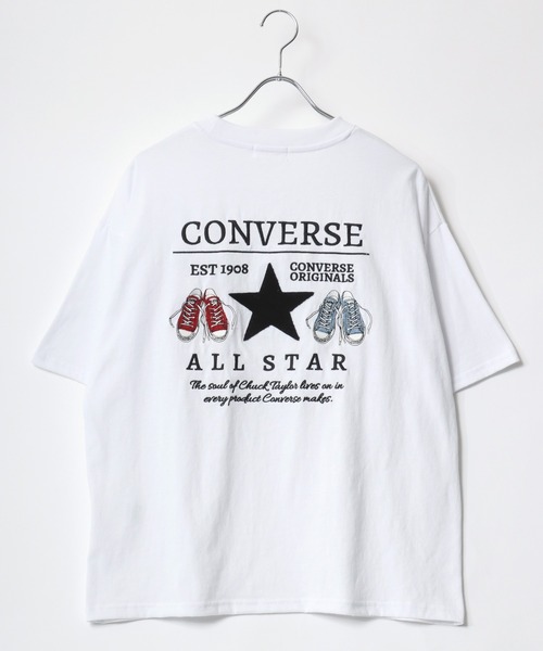 CONVERSE(コンバース)の「CONVERSE/コンバース オーバーサイズ ワンポイントロゴ刺繍 バックサガラ刺繍 半袖Tシャツ レディース メンズ(Tシャツ/カットソー・レディース・ブラック/ホワイト/ホワイト系その他/オートミール/ピンク/スミクロ・LL/L/M)」の8枚目の写真