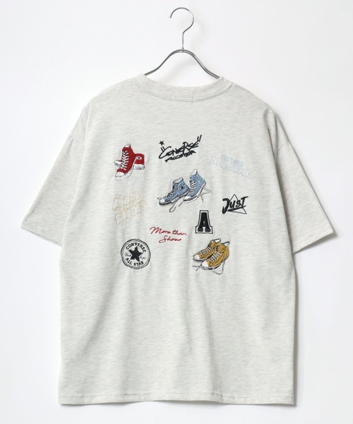 CONVERSE(コンバース)の「CONVERSE/コンバース オーバーサイズ ワンポイントロゴ刺繍 バックサガラ刺繍 半袖Tシャツ レディース メンズ(Tシャツ/カットソー・レディース・ブラック/ホワイト/ホワイト系その他/オートミール/ピンク/スミクロ・LL/L/M)」の16枚目の写真