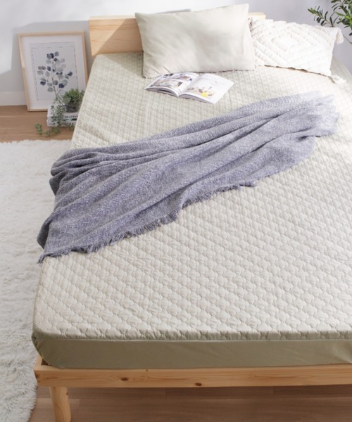 バイカラー カラフル 防ダニ ベッドカバー 敷きパッド1体型