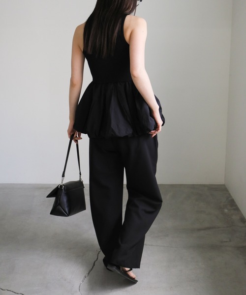 select MOCA（セレクトモカ）の「【洗える】カップ付きバルーンタンク（タンクトップ・レディース・チャコールグレー/オフホワイト/ブラック・FREE）」の4枚目の写真