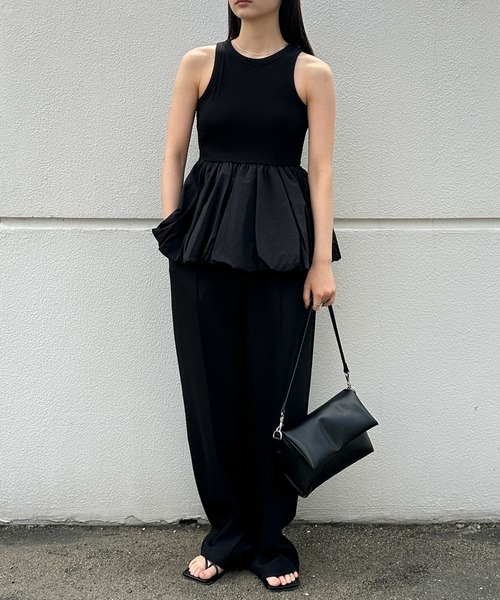 select MOCA（セレクトモカ）の「【洗える】カップ付きバルーンタンク（タンクトップ・レディース・チャコールグレー/オフホワイト/ブラック・FREE）」の6枚目の写真