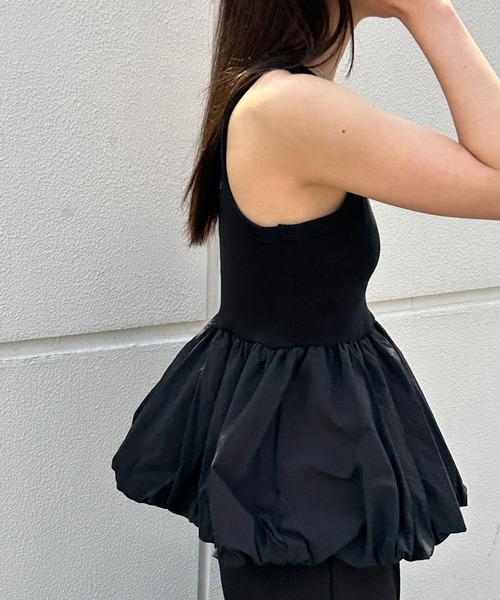 select MOCA（セレクトモカ）の「【洗える】カップ付きバルーンタンク（タンクトップ・レディース・チャコールグレー/オフホワイト/ブラック・FREE）」の8枚目の写真