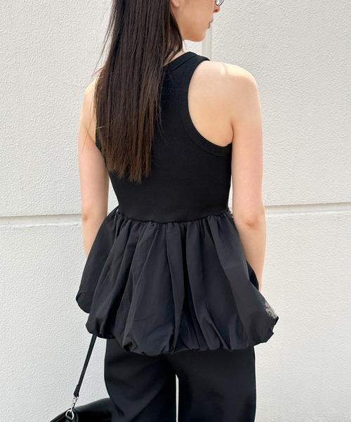 select MOCA（セレクトモカ）の「【洗える】カップ付きバルーンタンク（タンクトップ・レディース・チャコールグレー/オフホワイト/ブラック・FREE）」の7枚目の写真