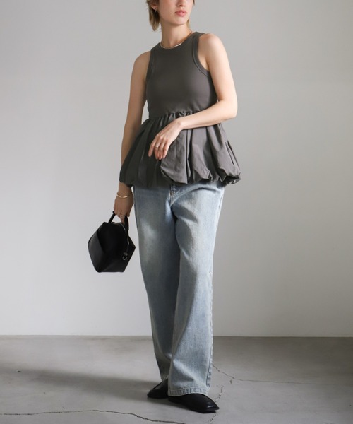 select MOCA（セレクトモカ）の「【洗える】カップ付きバルーンタンク（タンクトップ・レディース・チャコールグレー/オフホワイト/ブラック・FREE）」の9枚目の写真