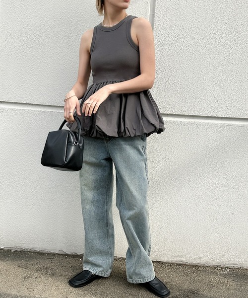 select MOCA（セレクトモカ）の「【洗える】カップ付きバルーンタンク（タンクトップ・レディース・チャコールグレー/オフホワイト/ブラック・FREE）」の21枚目の写真