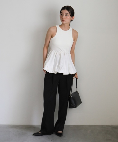 select MOCA（セレクトモカ）の「【洗える】カップ付きバルーンタンク（タンクトップ・レディース・チャコールグレー/オフホワイト/ブラック・FREE）」の10枚目の写真