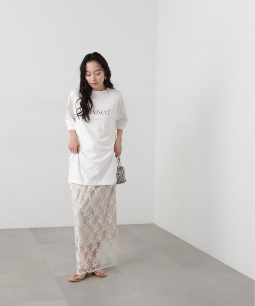 N.（N. Natural Beauty Basic）（エヌエヌナチュラルビューティーベーシック）の「オーバーサイズロゴＴ（Tシャツ/カットソー・レディース・チャコールグレー/オフホワイト・MEDIUM）」の7枚目の写真