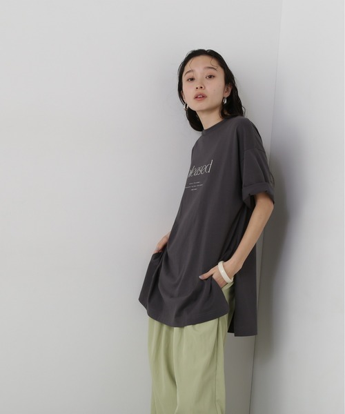 N.（N. Natural Beauty Basic）（エヌエヌナチュラルビューティーベーシック）の「オーバーサイズロゴＴ（Tシャツ/カットソー・レディース・チャコールグレー/オフホワイト・MEDIUM）」の13枚目の写真