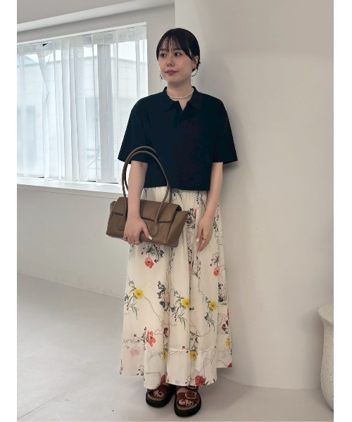 Mila Owen(ミラオーウェン)の「【ウォッシャブル】短丈スキッパーポロニット×スカートSET UP(ワンピース・レディース・その他/ブラウン/その他1・0/1)」の4枚目の写真