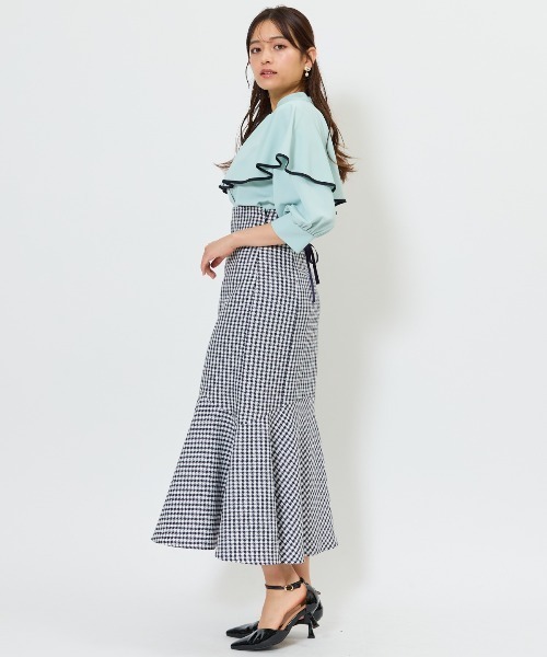 AND COUTURE(アンドクチュール)の「千鳥柄マーメイドスカート(スカート・レディース・ミント/ブラック/ネイビー・MEDIUM/SMALL)」の12枚目の写真