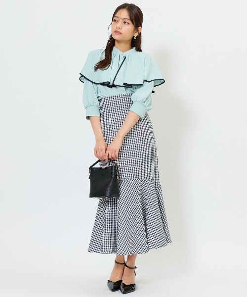 AND COUTURE(アンドクチュール)の「千鳥柄マーメイドスカート(スカート・レディース・ミント/ブラック/ネイビー・MEDIUM/SMALL)」の17枚目の写真