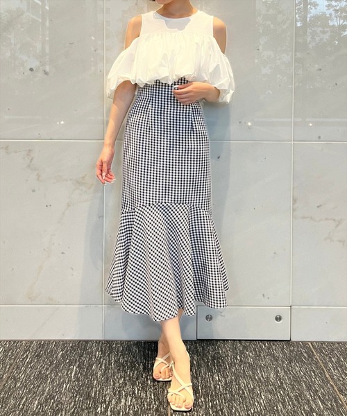 AND COUTURE(アンドクチュール)の「千鳥柄マーメイドスカート(スカート・レディース・ミント/ブラック/ネイビー・MEDIUM/SMALL)」の9枚目の写真