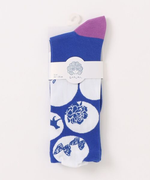 ScoLar（スカラー）の「88L18809：突起付きドット柄ソックス（ソックス/靴下・レディース・ベージュ/ブルー・FREE）」の2枚目の写真