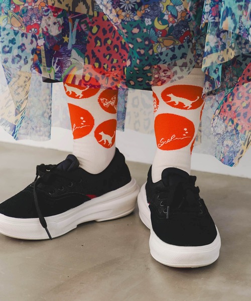 ScoLar（スカラー）の「88L18809：突起付きドット柄ソックス（ソックス/靴下・レディース・ベージュ/ブルー・FREE）」の3枚目の写真