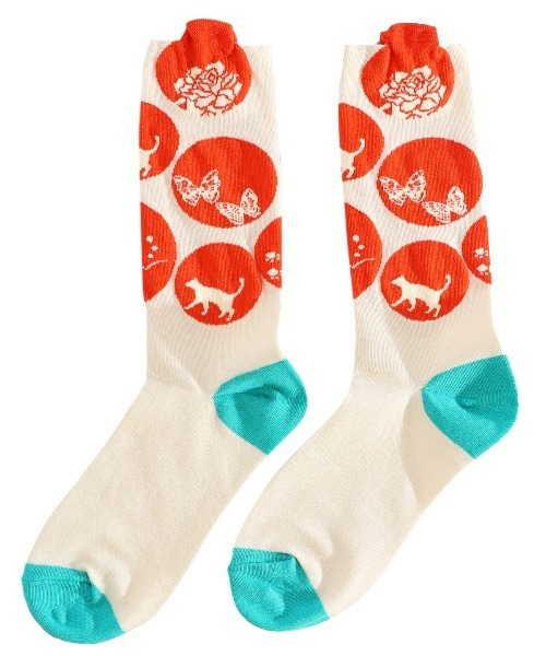 ScoLar（スカラー）の「88L18809：突起付きドット柄ソックス（ソックス/靴下・レディース・ベージュ/ブルー・FREE）」の7枚目の写真