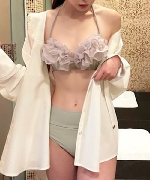 セール】チュールフリルワイヤーカップビキニ 水着（水着