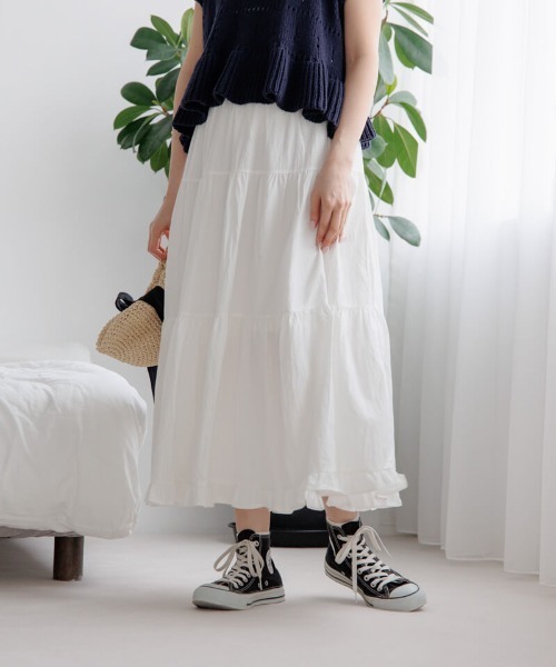 flower（フラワー）の「フリルティアードスカート（スカート・レディース・ブラック/ホワイト・FREE）」の3枚目の写真