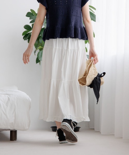flower（フラワー）の「フリルティアードスカート（スカート・レディース・ブラック/ホワイト・FREE）」の5枚目の写真