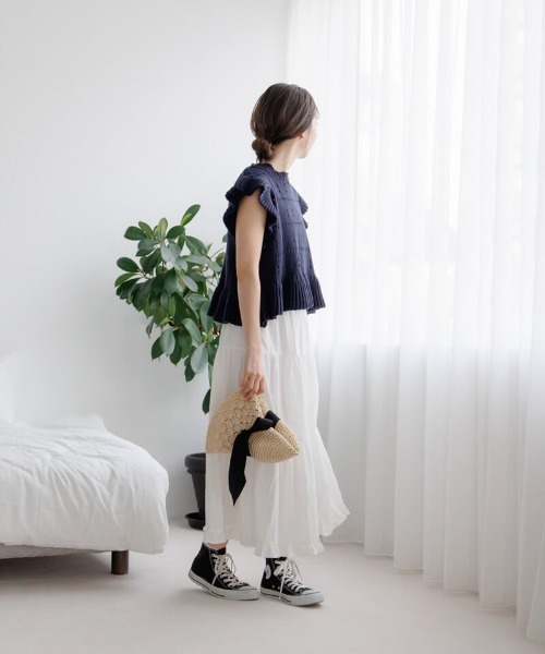 flower（フラワー）の「フリルティアードスカート（スカート・レディース・ブラック/ホワイト・FREE）」の7枚目の写真