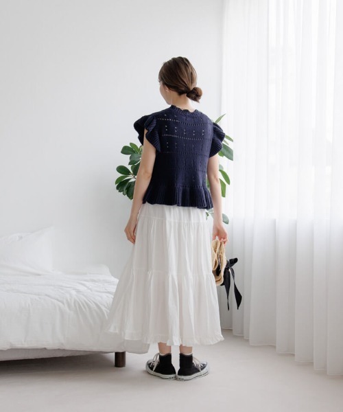 flower（フラワー）の「フリルティアードスカート（スカート・レディース・ブラック/ホワイト・FREE）」の8枚目の写真