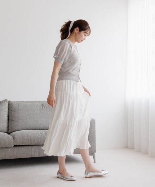 flower（フラワー）の「フリルティアードスカート（スカート・レディース・ブラック/ホワイト・FREE）」の13枚目の写真