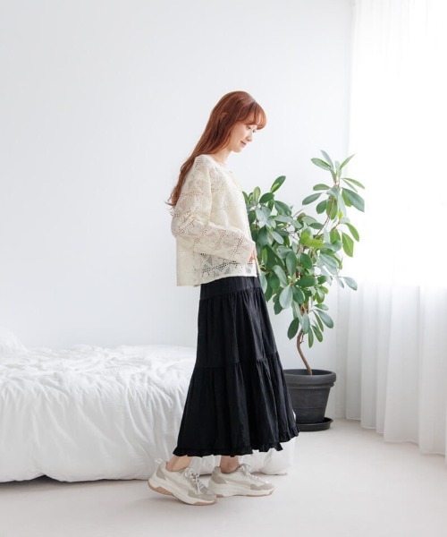 flower（フラワー）の「フリルティアードスカート（スカート・レディース・ブラック/ホワイト・FREE）」の17枚目の写真