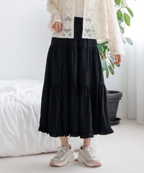 flower（フラワー）の「フリルティアードスカート（スカート・レディース・ブラック/ホワイト・FREE）」の15枚目の写真