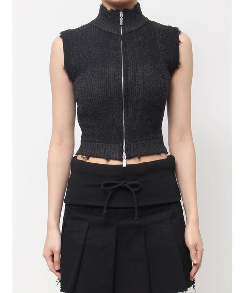 EMODA（エモダ）の「プレーティングクラッシュリブニットタンクトップ（タンクトップ・レディース・ブラウン/ライム/グレー/ブラック・FREE）」の2枚目の写真