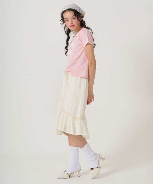 TINA:JOJUN(ティーナジョジュン)の「切替 ギャザースカート TINA:JOJUN(スカート・レディース・クリーム/ベビーピンク・M)」の6枚目の写真
