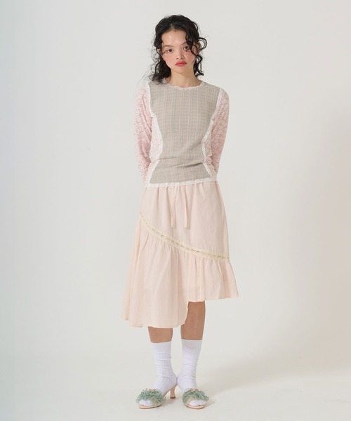TINA:JOJUN(ティーナジョジュン)の「切替 ギャザースカート TINA:JOJUN(スカート・レディース・クリーム/ベビーピンク・M)」の9枚目の写真