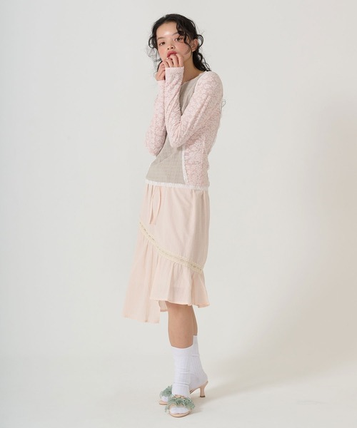 TINA:JOJUN(ティーナジョジュン)の「切替 ギャザースカート TINA:JOJUN(スカート・レディース・クリーム/ベビーピンク・M)」の11枚目の写真